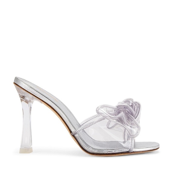 NWB Larroude Mariah Mule Sandal In Silver Metallic Leather and Vinyl, 7.5 - Picture 12 of 12